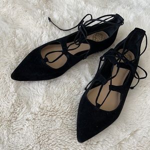 Vince Camuto strapped flats black  leather